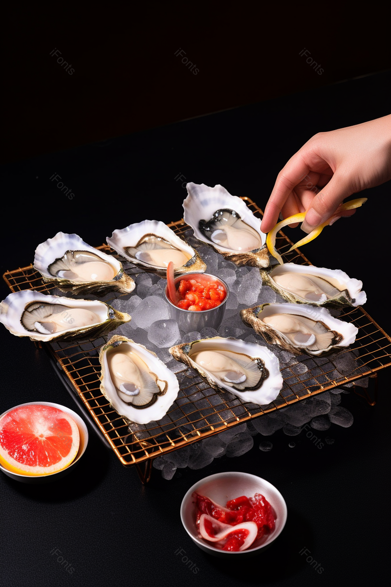 烧烤架上一只手端起生蚝,高清,摄影图,摄影图片,图片大全,摄影图免费下载